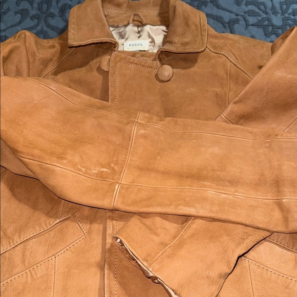 FOSSIL large 100% lamb leather button up jacket bohemian casual coat preloved - Picture 15 of 16